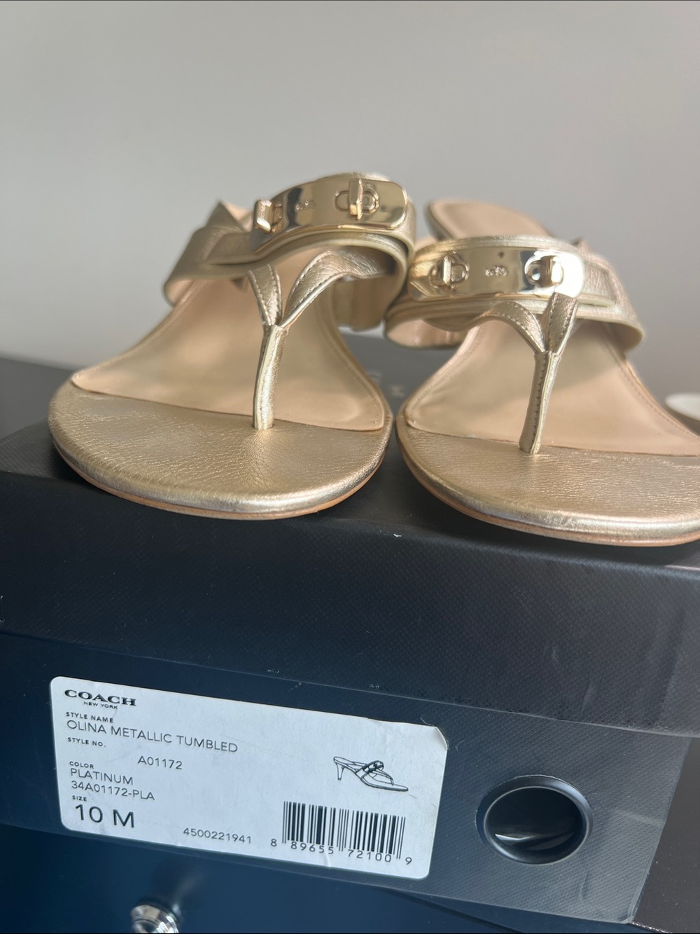 Coach Metallic Gold Thong Sandals